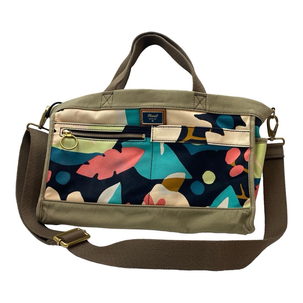 Fossil Multicolor Floral Canvas Passport Weekender Carry On Duffel Crossbody Bag